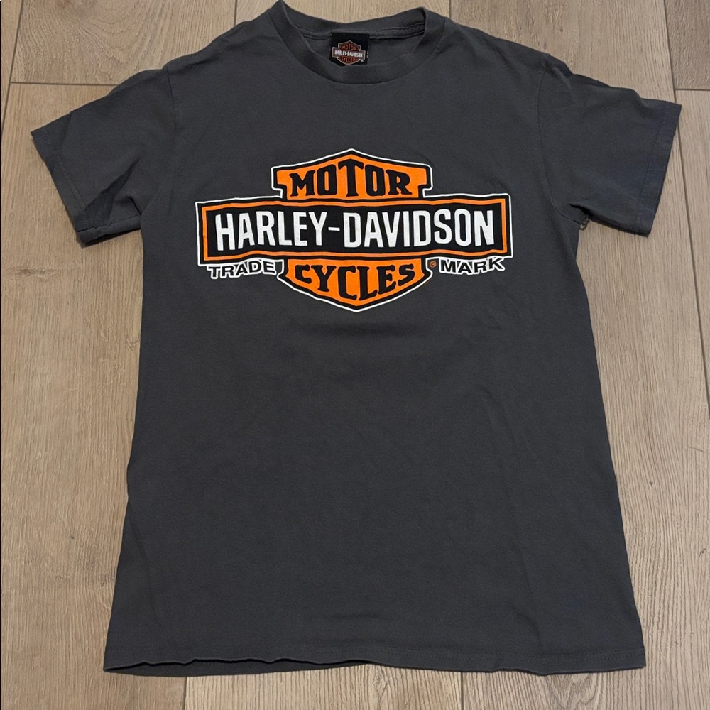 Harley-Davidson Charcoal and Orange Tee. Women's S. Like new condition. Sharp!+
